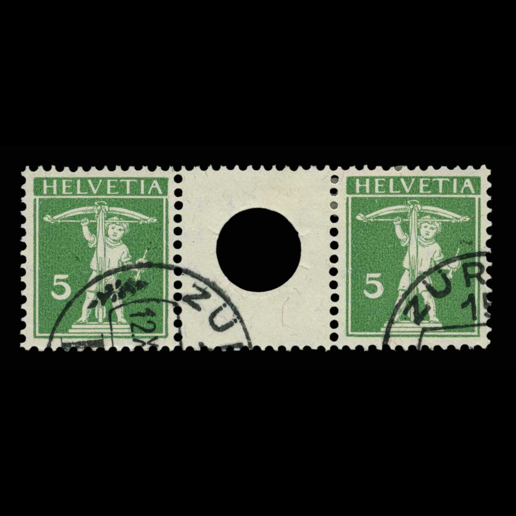 Lot image - Switzerland 1910 5C  &  5C Green Type II, Zumstein S7II
