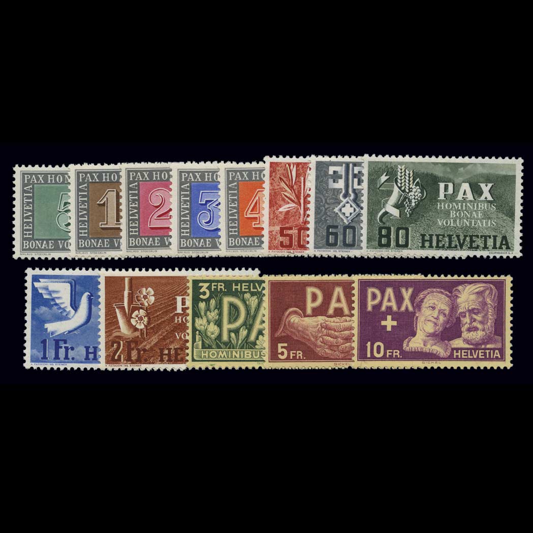 Lot image - Switzerland 1945 PAX Set Scott 293-305