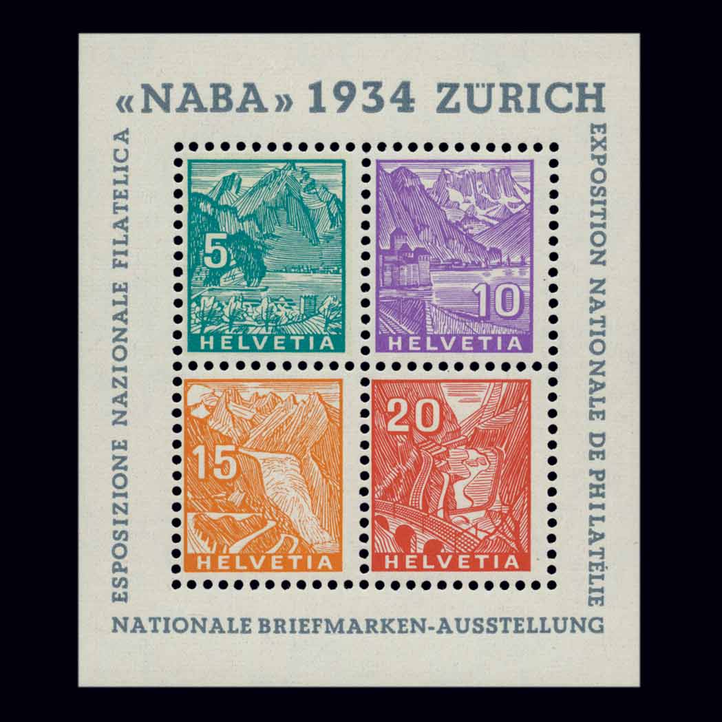 Lot image - Switzerland 1934 NABA Sheet Scott 226