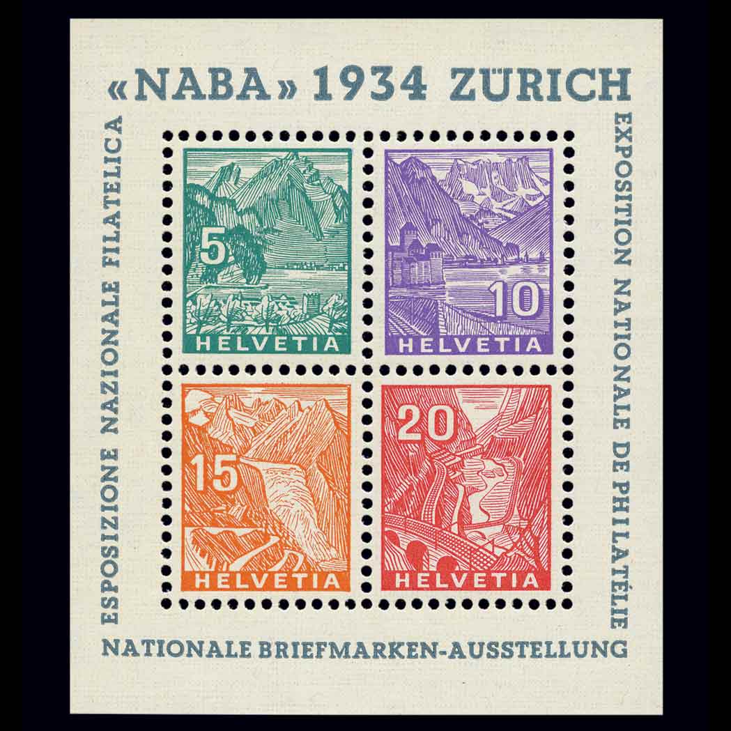Lot image - Switzerland 1934 NABA Sheet Scott 226