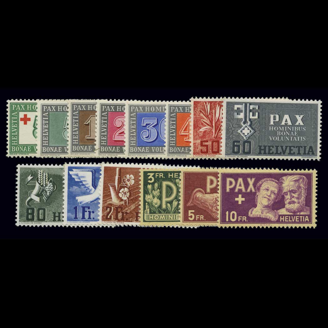 Lot image - Switzerland 1934 PAX Set Scott 293-305, B145