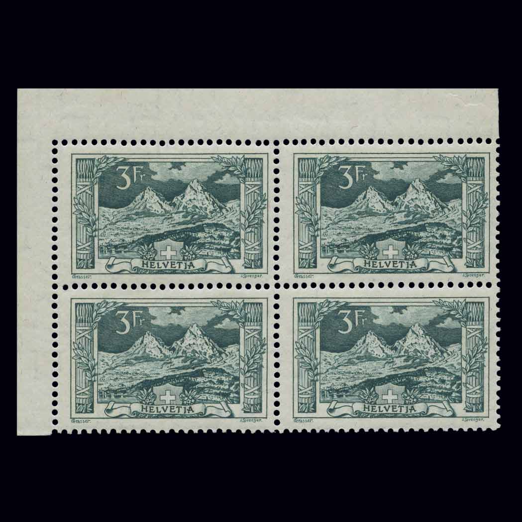 Lot image - Switzerland 1914 3Fr Dark Green Scott 181, Zumstein 129