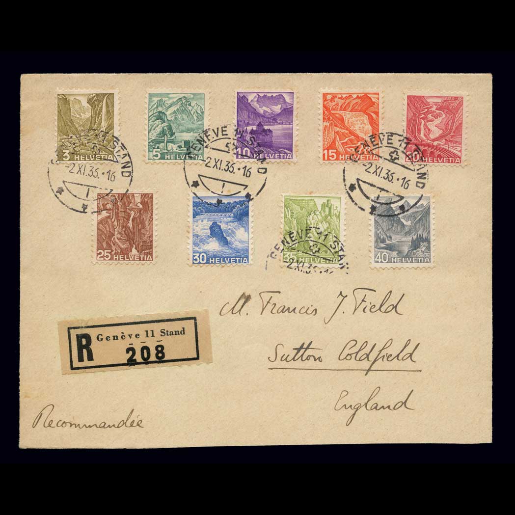 Lot image - Switzerland 1936 3C to 40C Landscape Series Scott 227-36, Zumstein 201-9