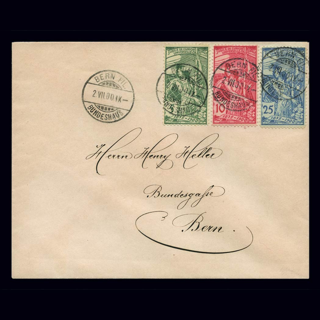 Lot image - Switzerland 1900 25th UPU Anniversary Issue Scott 98-100 Zum. 77A-79A