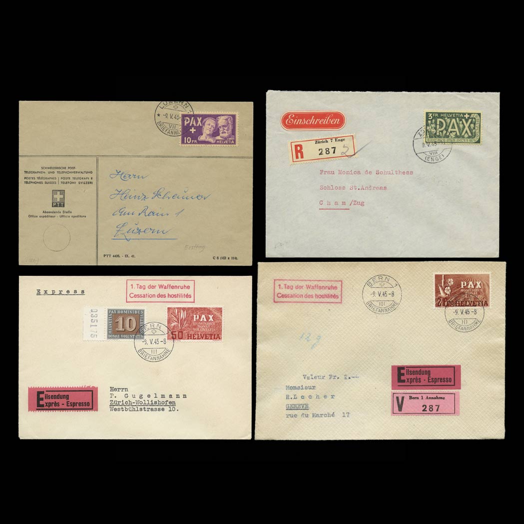 Lot image - Switzerland 1945 PAX Set Scott 293-305, Zumstein 262-274