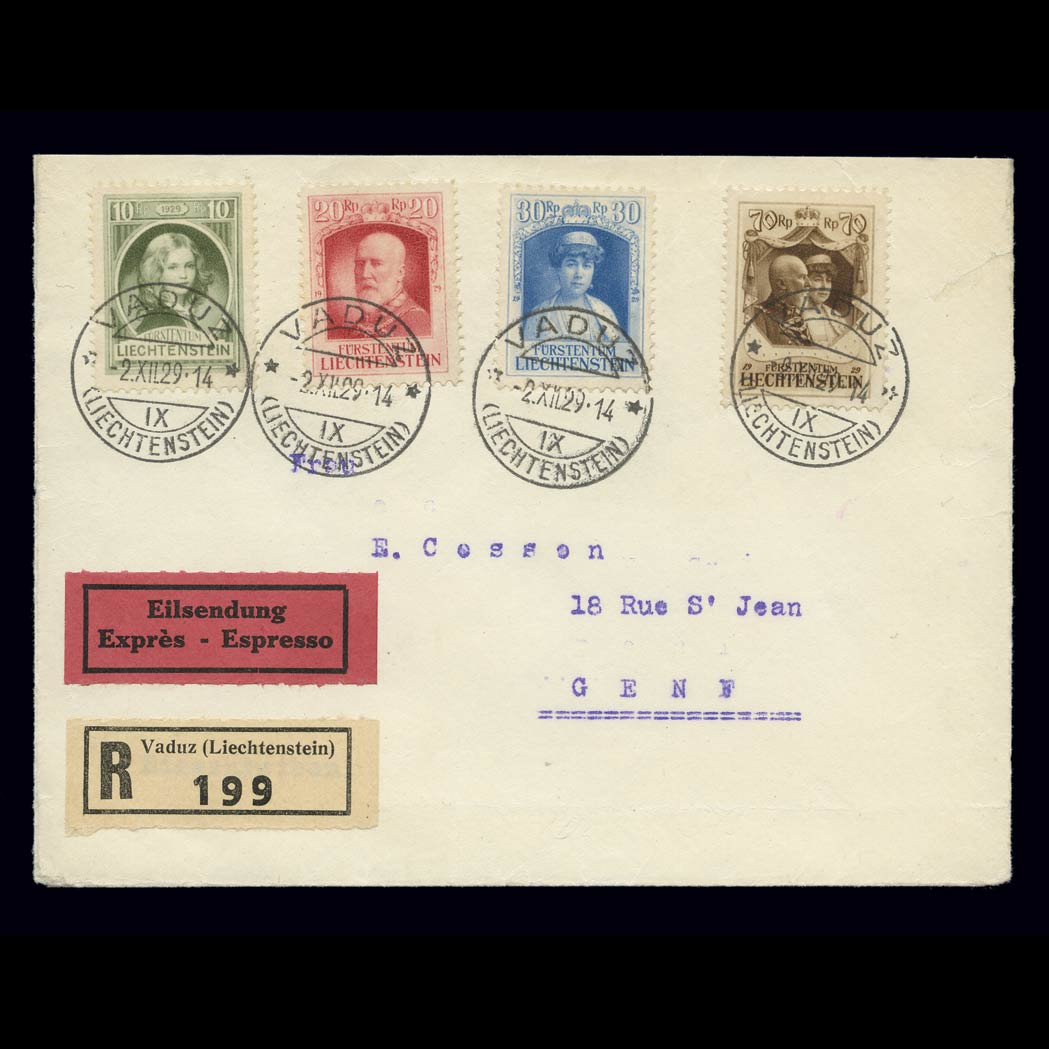 Lot image - Liechtenstein 1929 Prince Francis I Scott 90-93, Zumstein 80-83