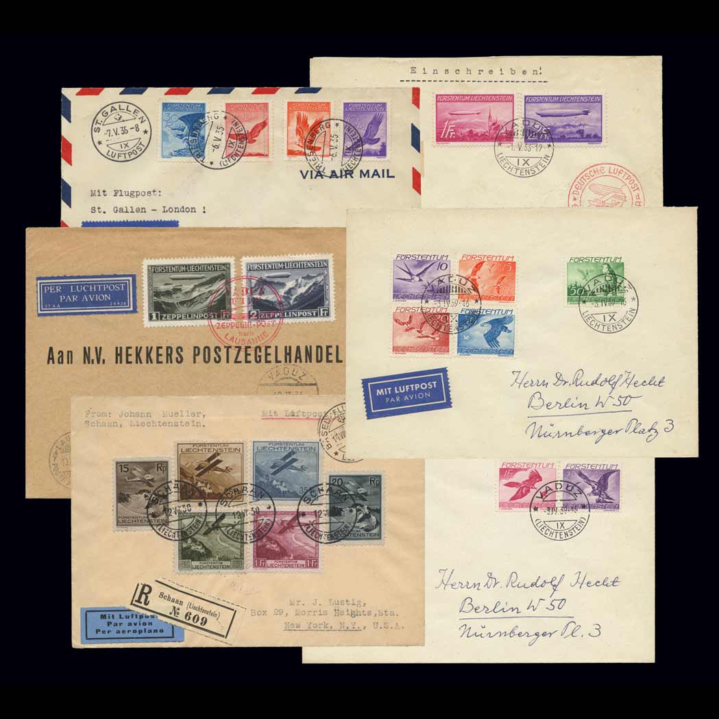Lot image - Liechtenstein Air Post Issues on Cover 1930 to 1939