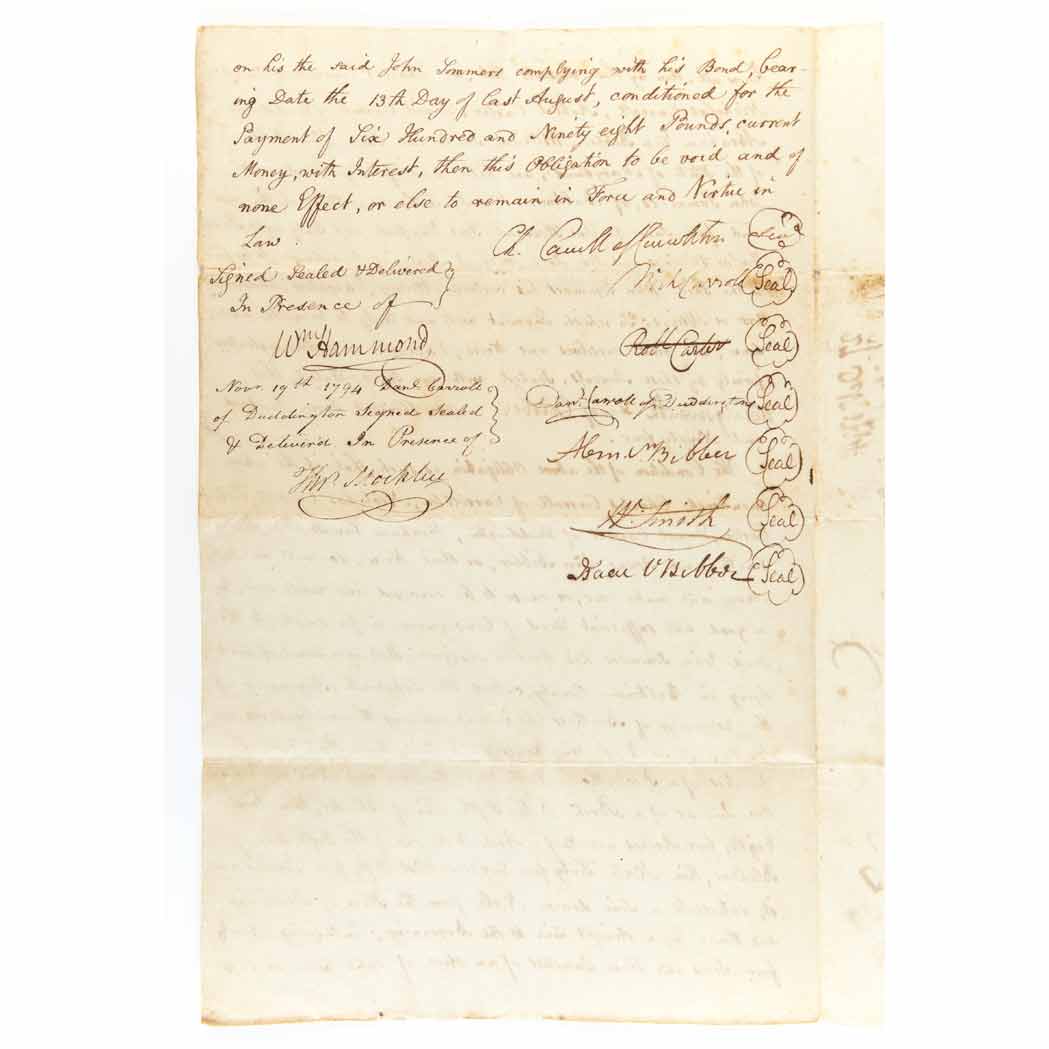 Lot image - CARROLL OF CARROLLTON, CHARLES  Signed document