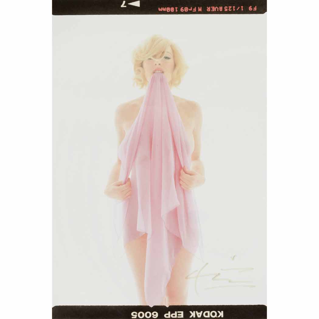 Lot image - STERN, BERT (1929-2013)  Lindsay Lohan with a fuchsia scarf