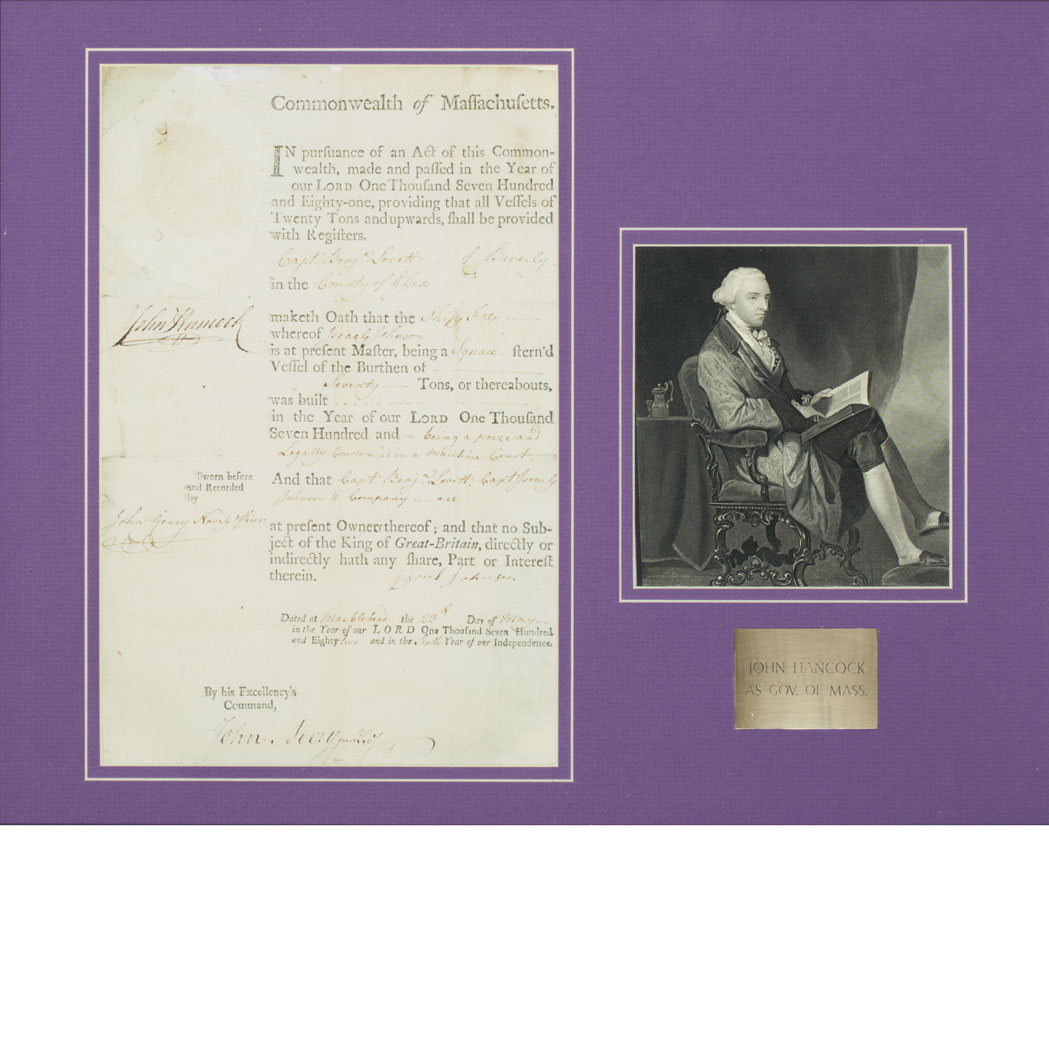 Lot image - HANCOCK, JOHN  Document signed