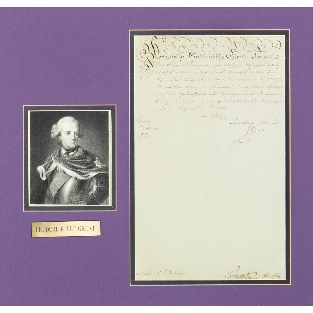 Lot image - [FREDERICK THE GREAT]  Letter signed