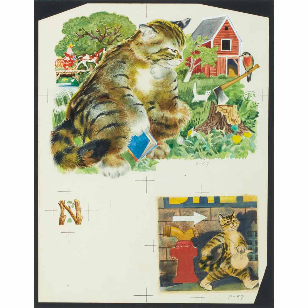 Lot image - [CHILDREN'S ILLUSTRATION ART]  ROJANOVSKY, FEODOR STEPANOVICH. Group of ten original watercolors