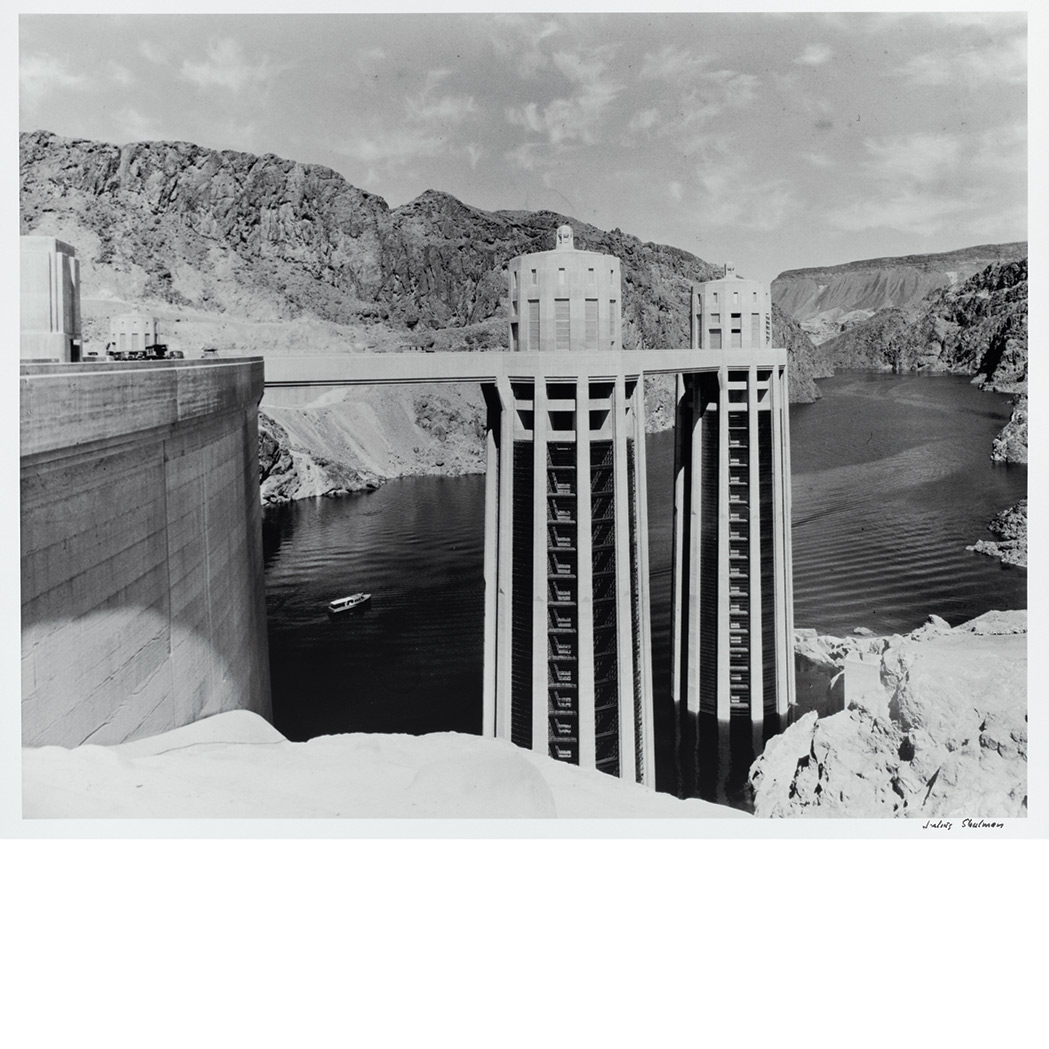Lot image - SHULMAN, JULIUS (1910-2009) [Towers at the Boulder Dam, first filling, 1936].