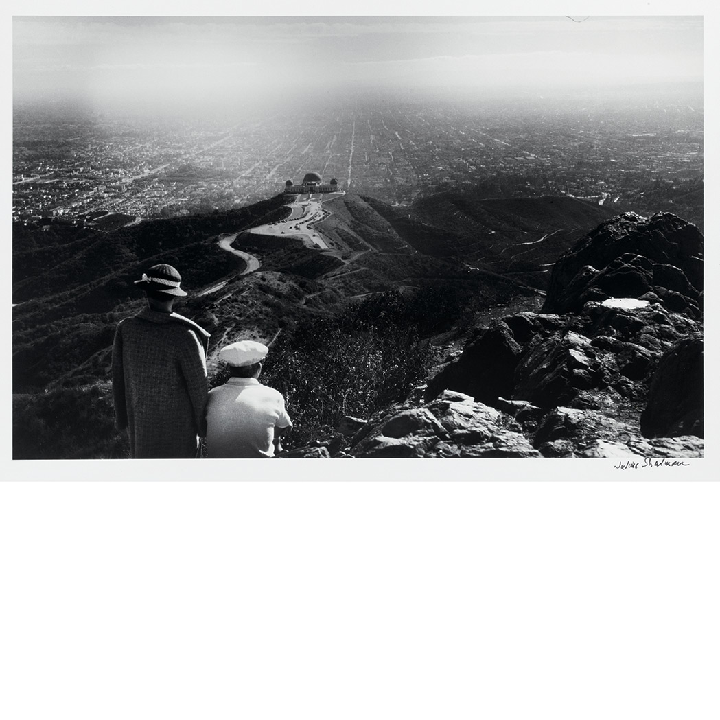 Lot image - SHULMAN, JULIUS (1910-2009) [Looking over Griffith Observatory and Los Angeles from Mount Hollywood, 1936].