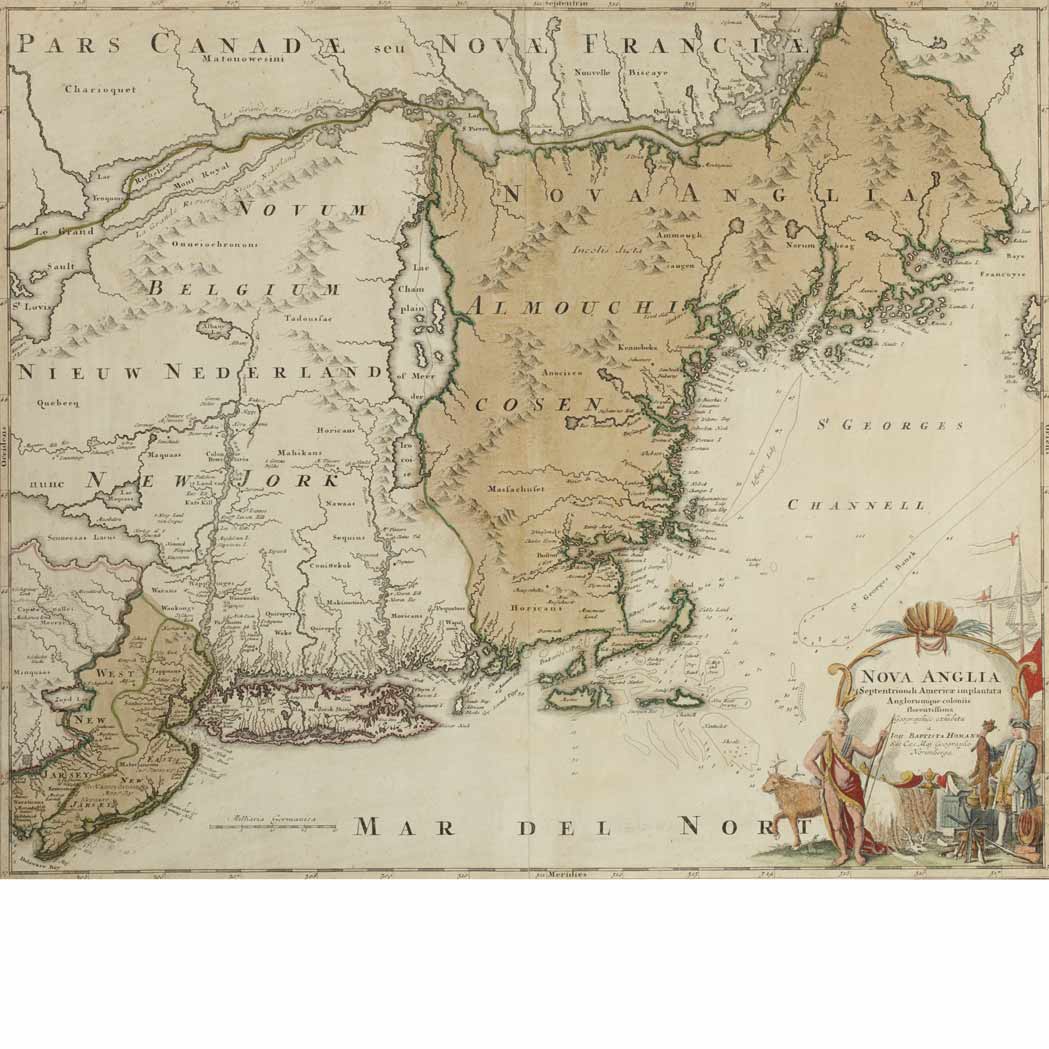 Lot image - HOMANN, JOHANN BAPTIST  Nova Anglia Septentrionali Americae implantata Anglorumque coloniis florentissima