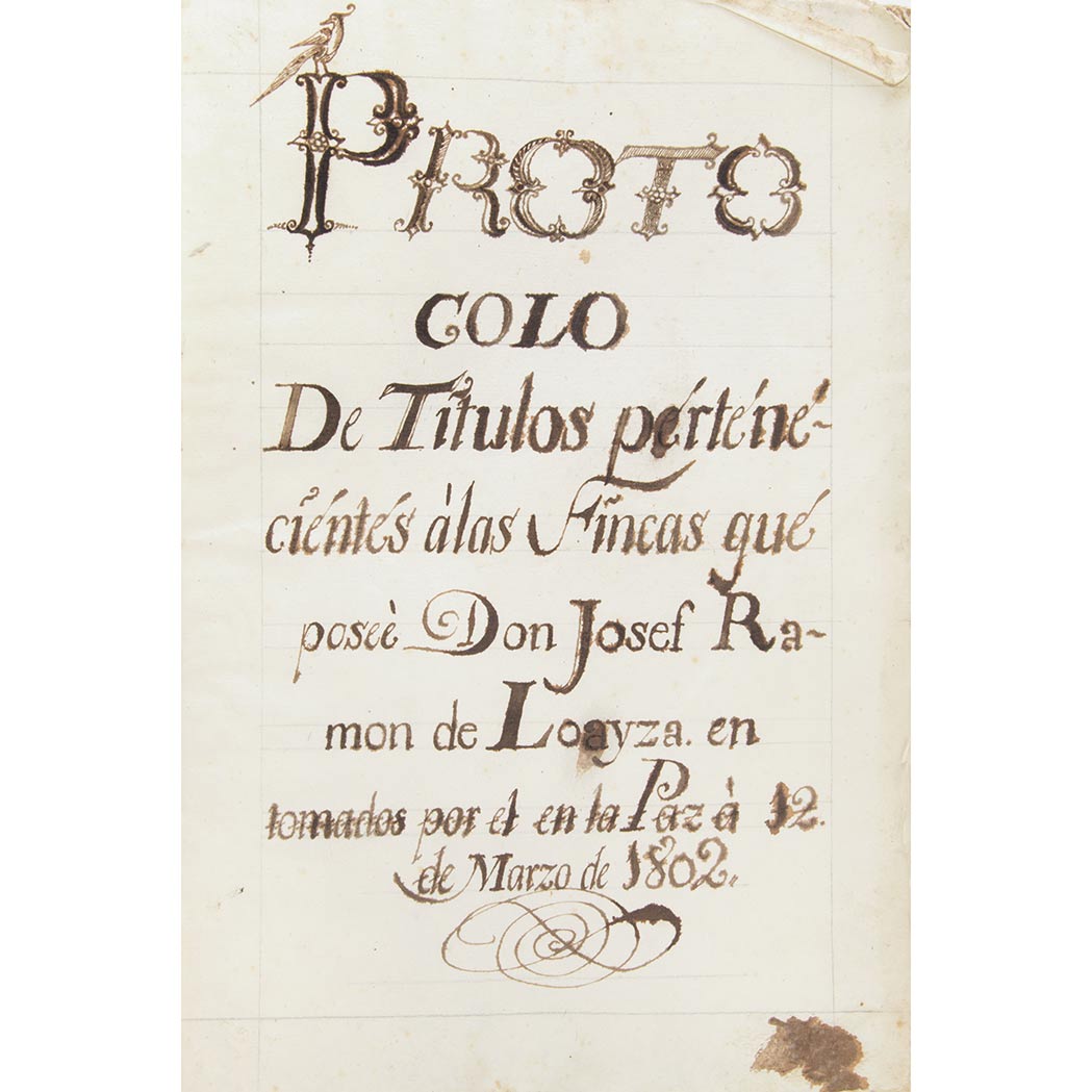 Lot image - [MANUSCRIPT]  Collection of Deeds Belonging to Jose Ramon de Loayza