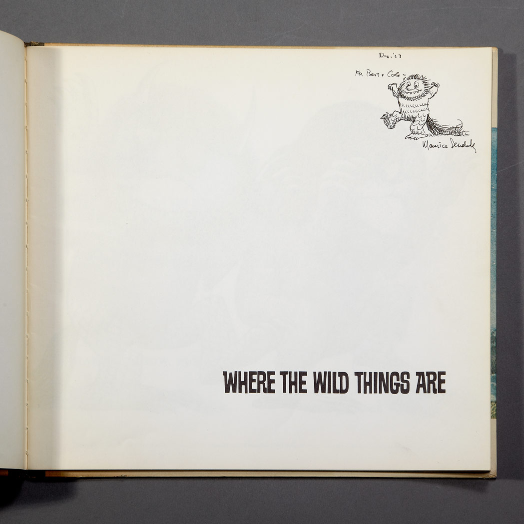 Lot image - SENDAK, MAURICE Where the Wild Things Are. New York: Harper & Row, 1963. First edition, inscribed by Sendak in the year of p...