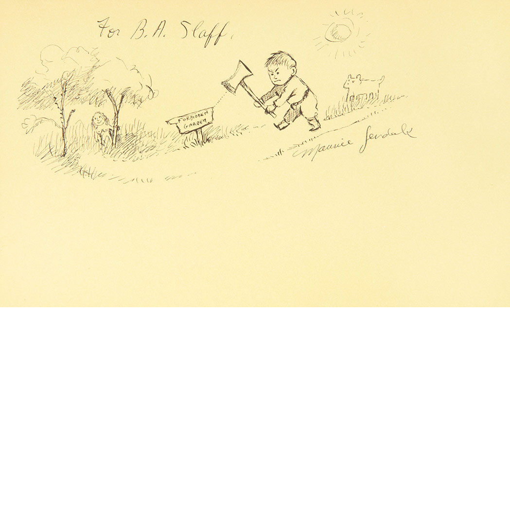 Lot image - SENDAK, MAURICE and KRAUSS, RUTH. A Very Special House. New York: Harper & Brothers, [1953]. First edition, inscribed to B.A....