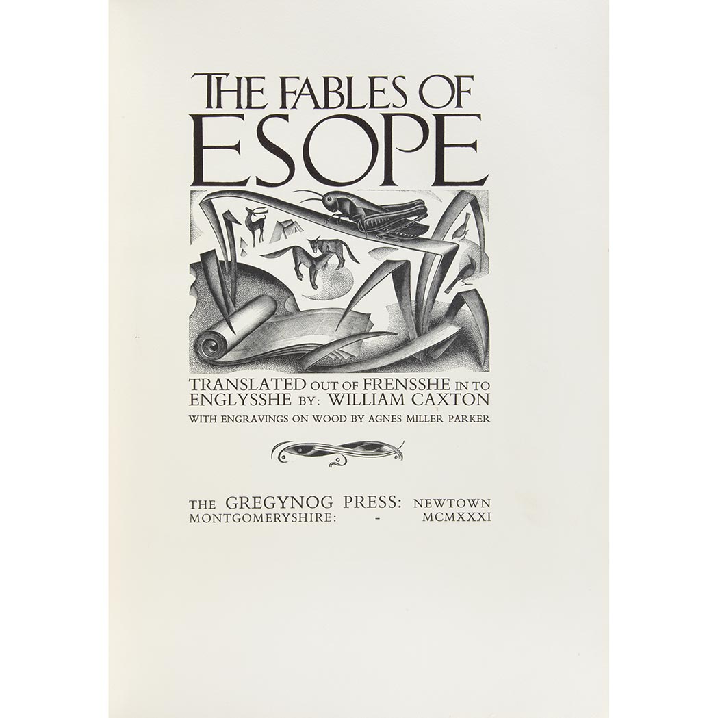 Lot image - GREGYNOG PRESS  AESOP. The fables of Esope translated out of the Frensshe in to Englysshe by William Caxton.