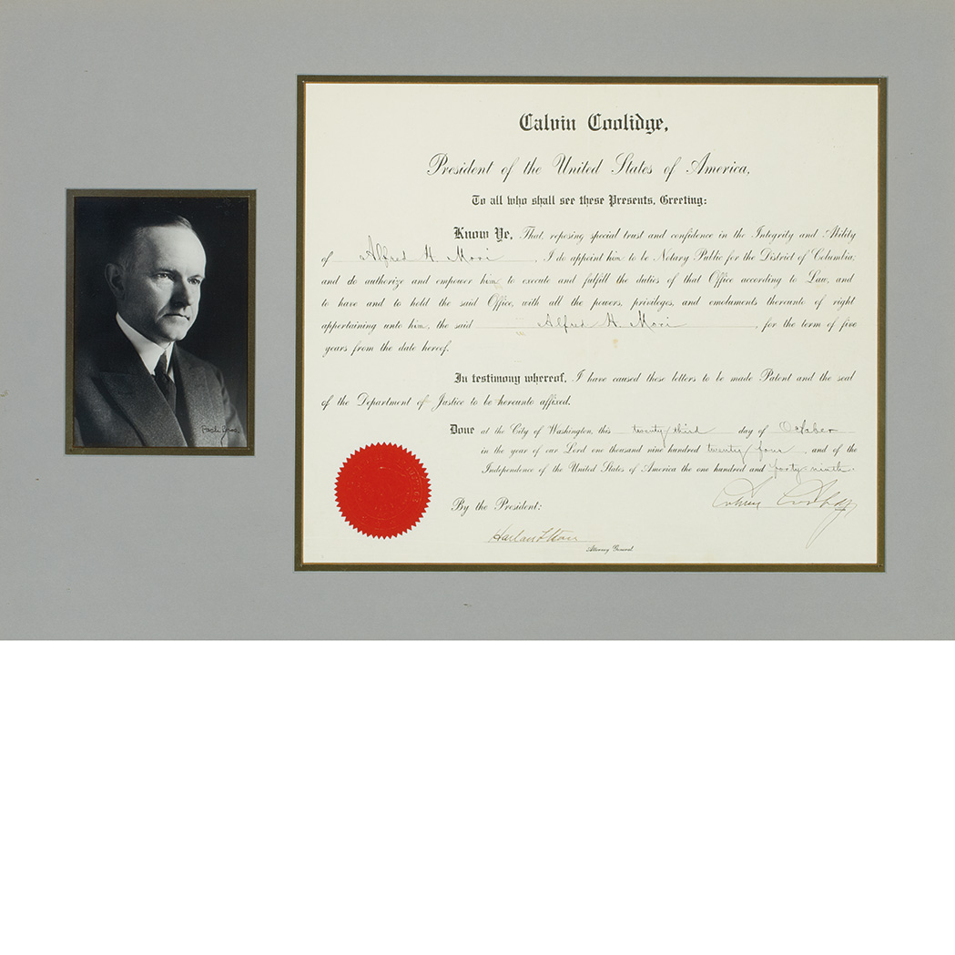 Lot image - COOLIDGE, CALVIN  Document signed