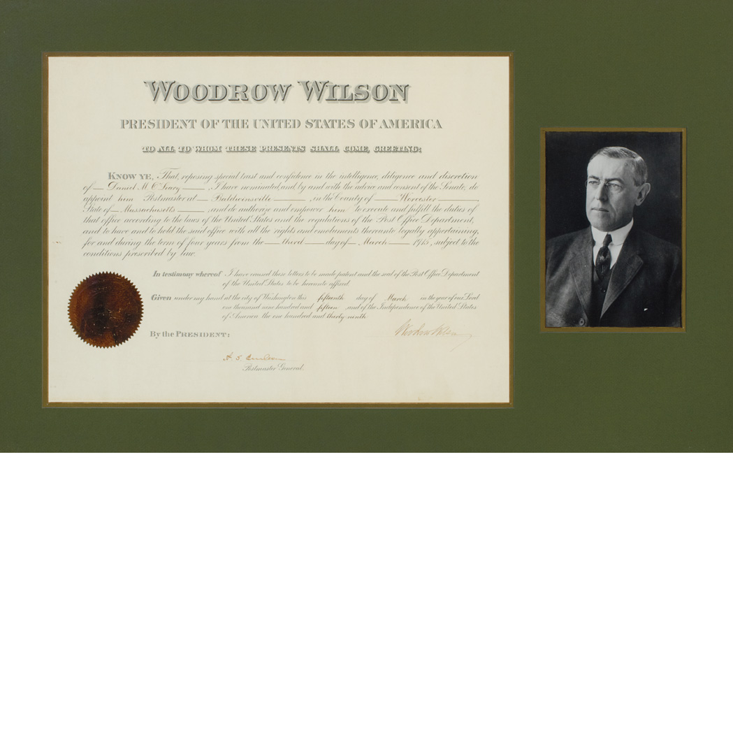 Lot image - WILSON, WOODROW  Document signed
