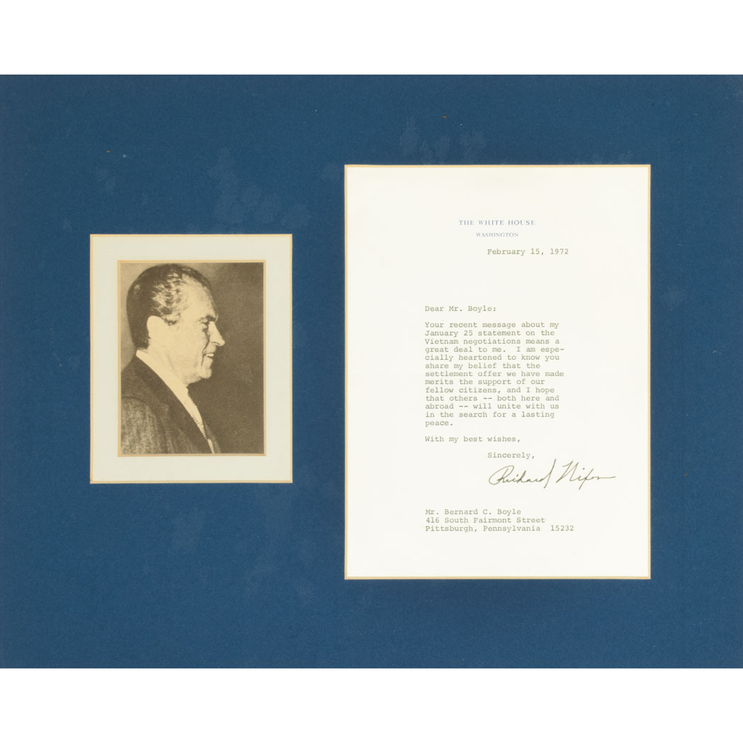 Lot image - NIXON, RICHARD  Typed letter signed
