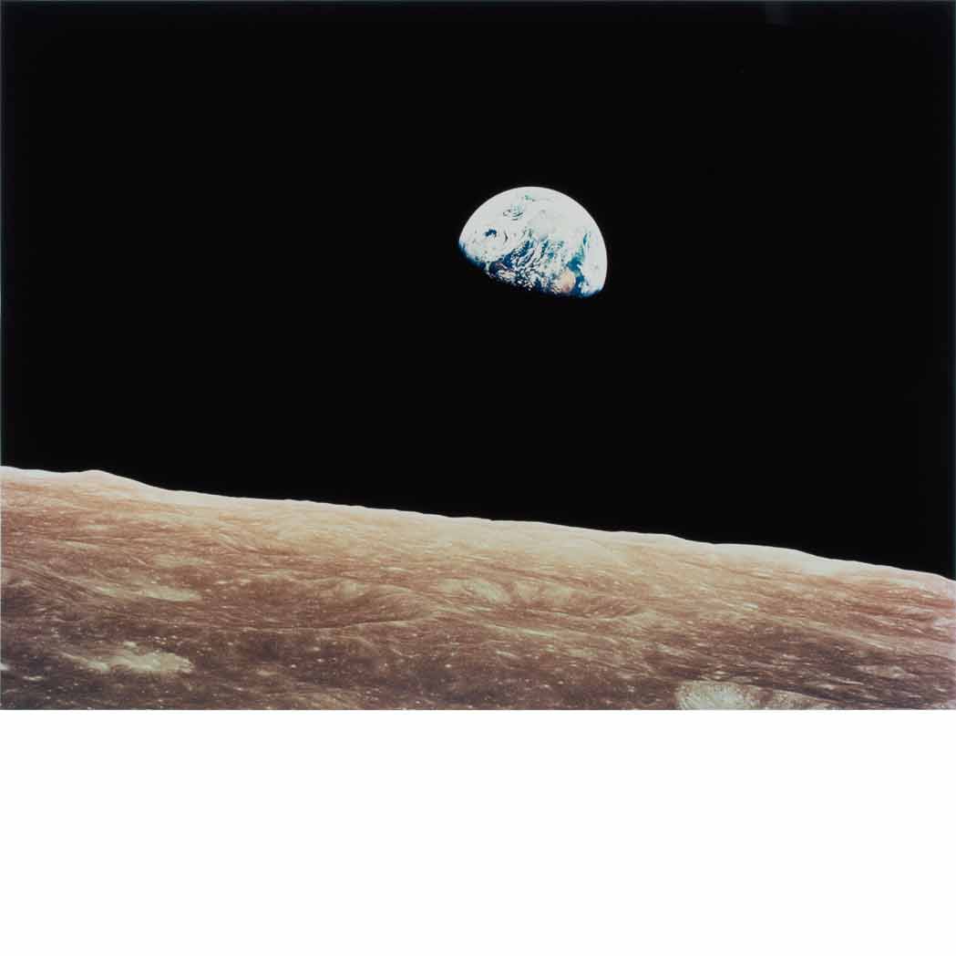Lot image - [SPACE PHOTOGRAPHY]  ANDERS, WILLIAM (b. 1933). Earthrise, Apollo 8, 24 December
