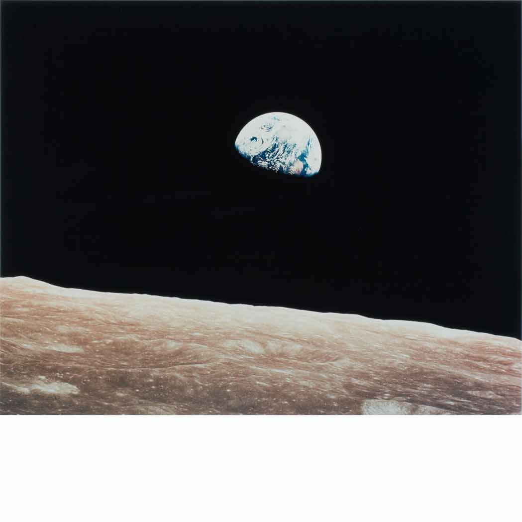 Lot image - [SPACE PHOTOGRAPHY]  ANDERS, WILLIAM (b. 1933). Earthrise, Apollo 8, 24 December