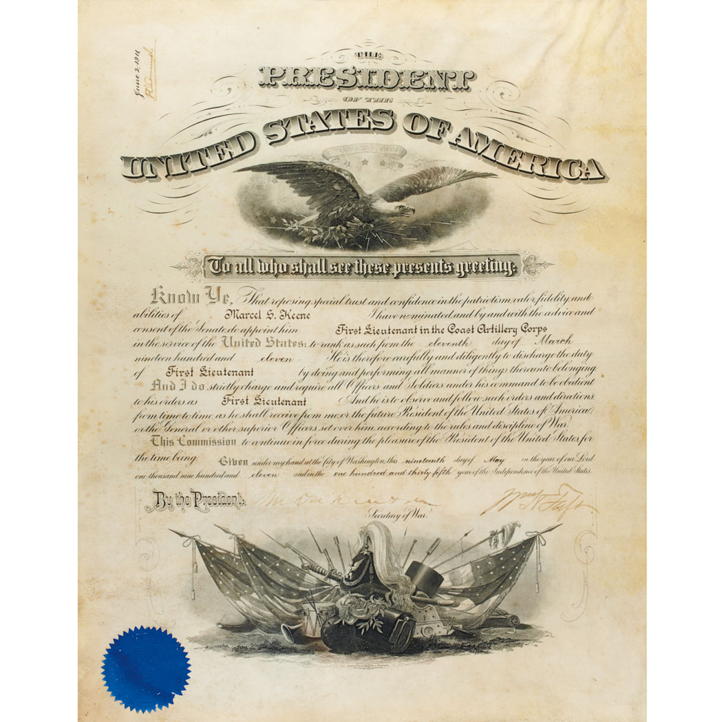 Lot image - TAFT, WILLIAM HOWARD  Document signed