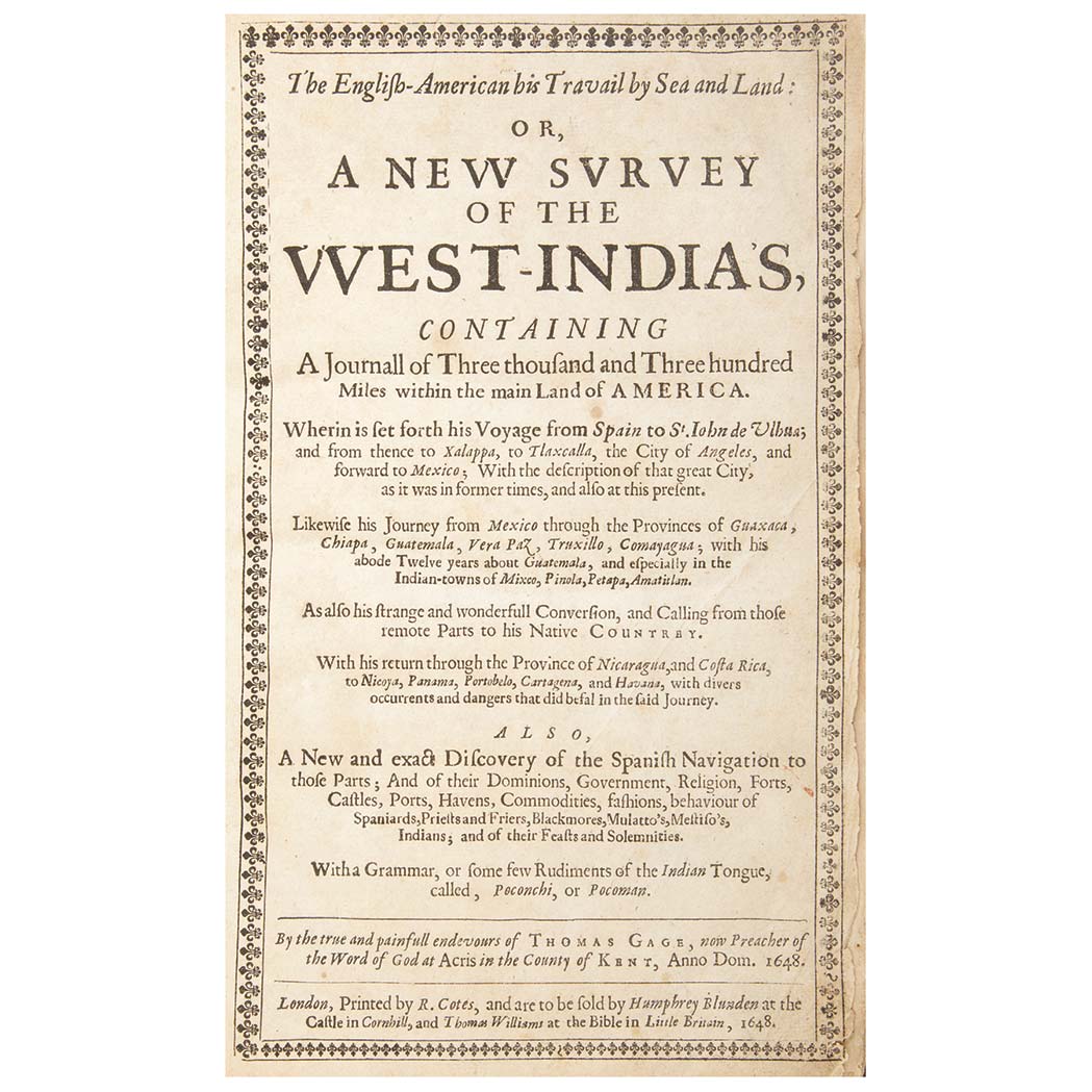 Lot image - GAGE, THOMAS  The English-American his Travail by Sea and Land; or, a New Survey of the West-Indias