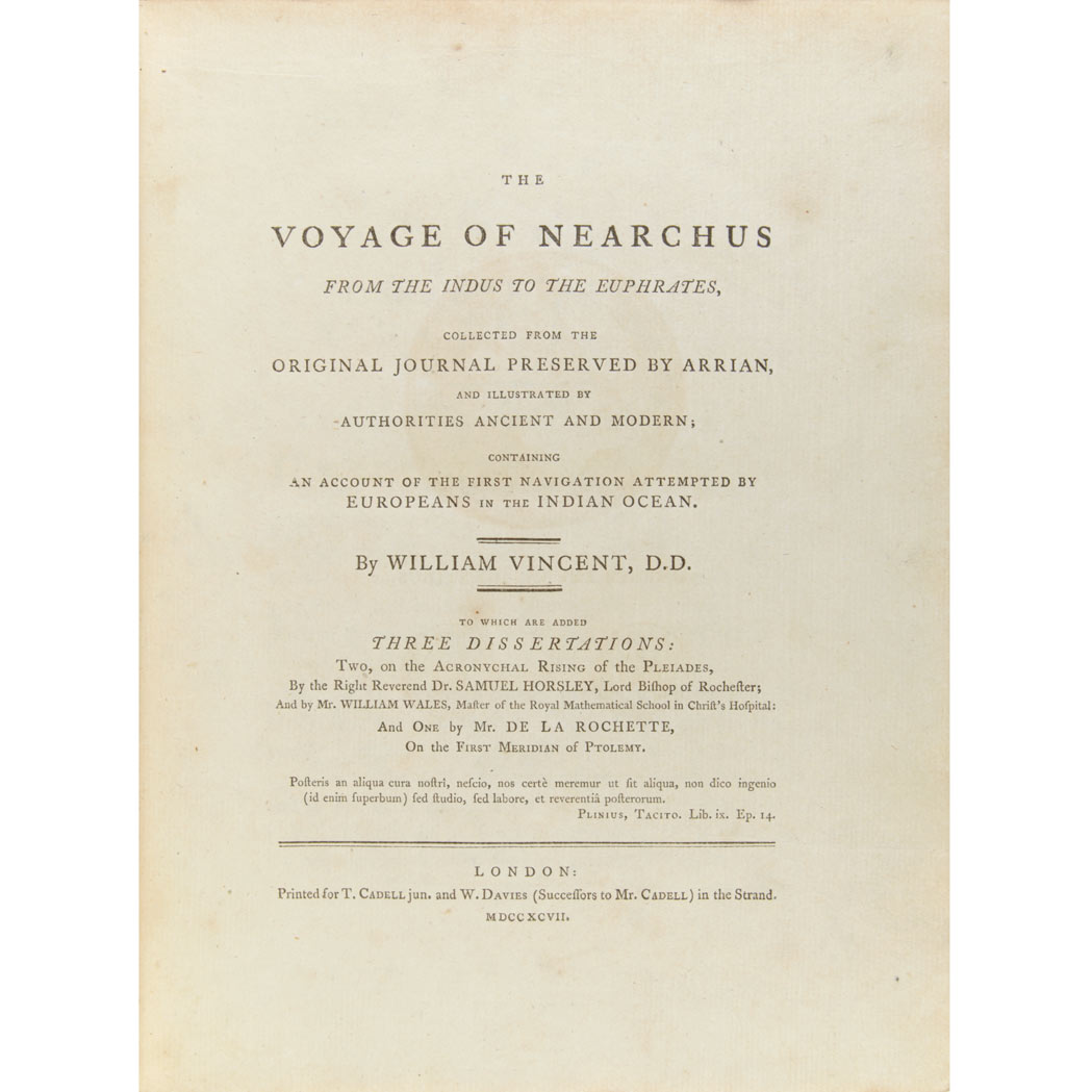 Lot image - VINCENT, WILLIAM  The Voyage of Nearchus from the Indus to the Euphrates