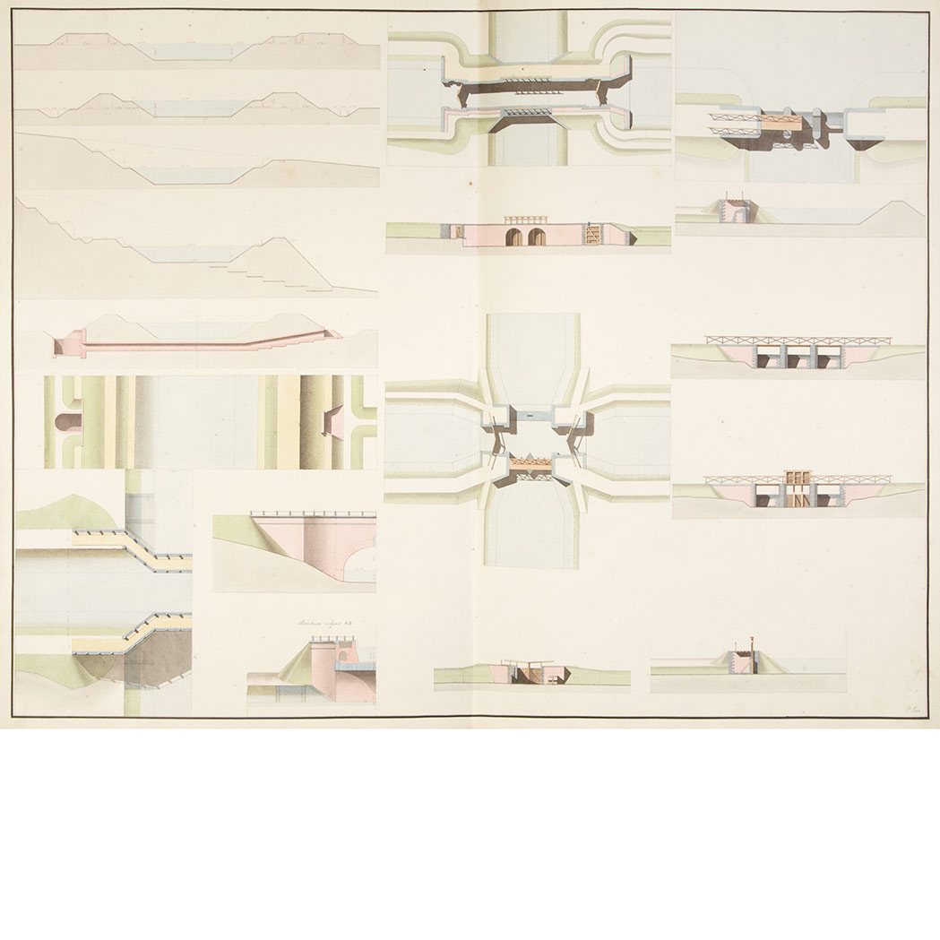 Lot image - [MANUSCRIPT - HYDRAULICS & WATERWORKS]  [KOCK, P. Atlas de Waterbouwkundige Cursus]