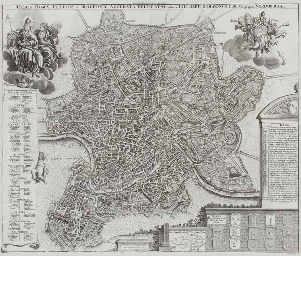 Lot image - [MAP]  HOMANN, JOHANN BAPTIST. Urbis Romae Veteris ac Modernae Accurata Delineatio