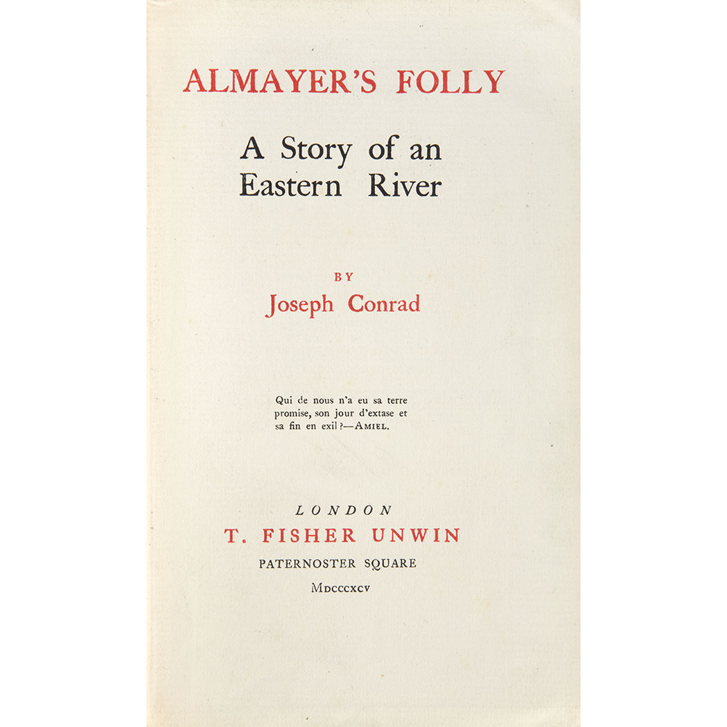 Lot image - CONRAD, JOSEPH  Almayer's Folly. The Story of an Eastern River
