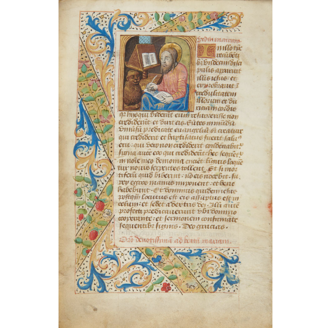 Lot image - [MANUSCRIPT]  Illuminated leaf on vellum extracted from a Book of Hours, likely Use of Rome