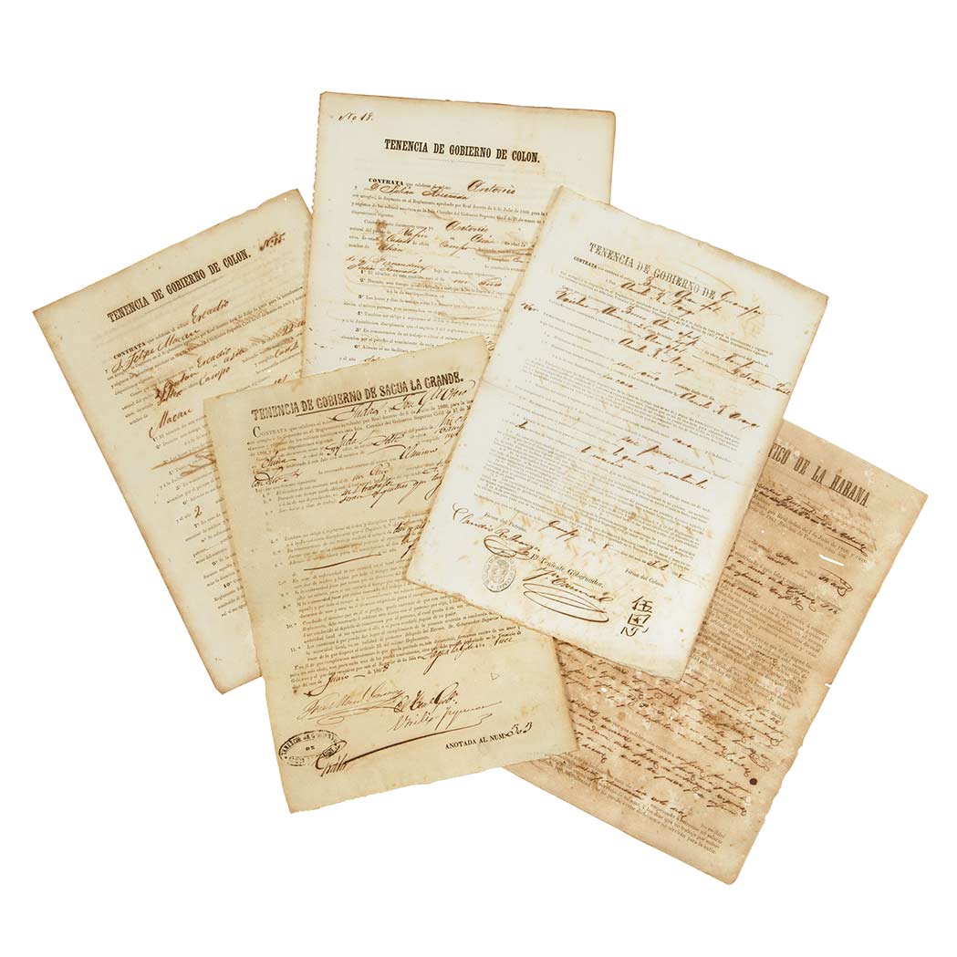 Lot image - [CUBA-SLAVERY]  Group of five Cuban Chinese slavery documents