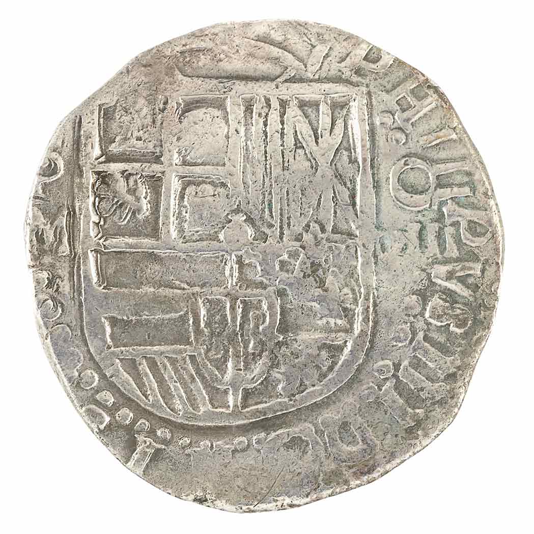 Lot image - Peru Philip III 8 Reales Silver Cob Circa