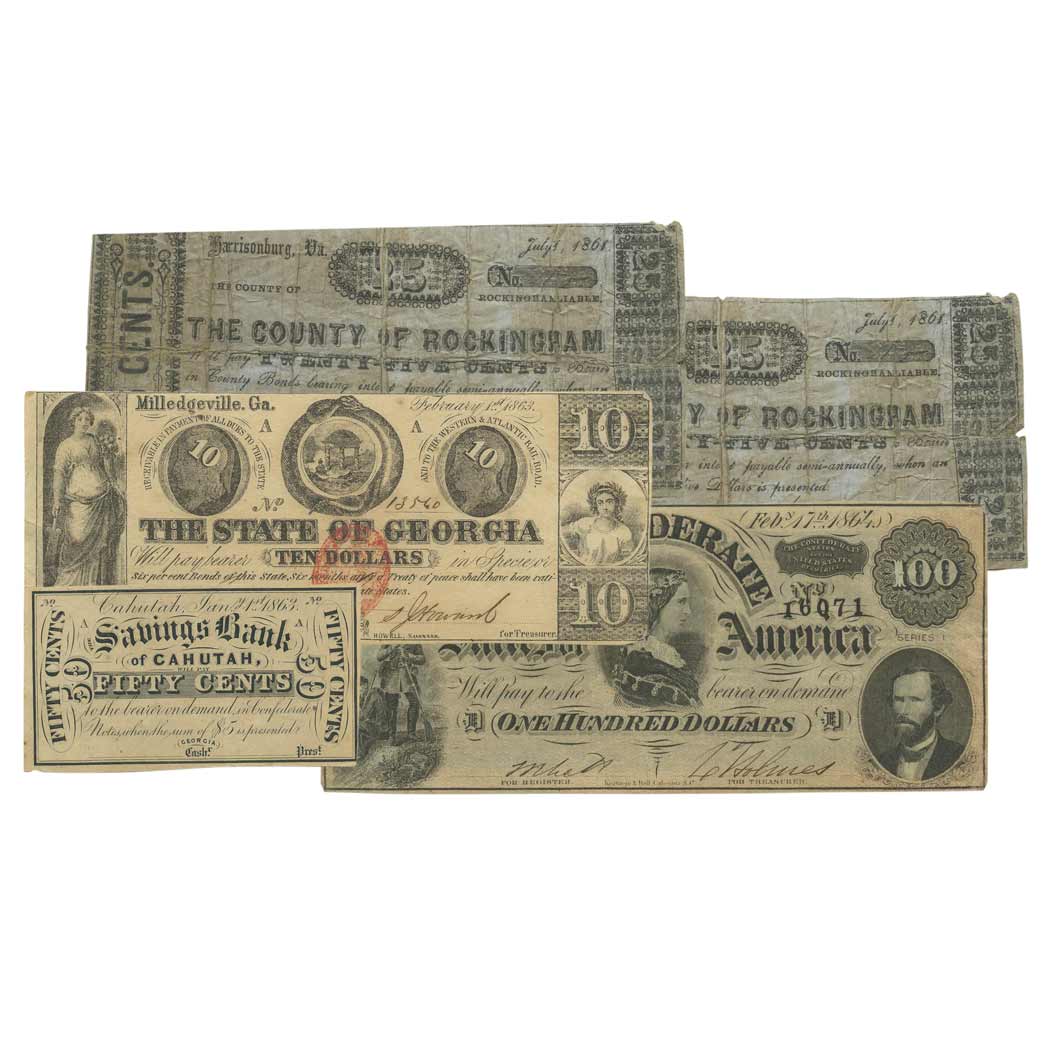 Lot image - Confederate and Southern Obsolete Bank Note Group