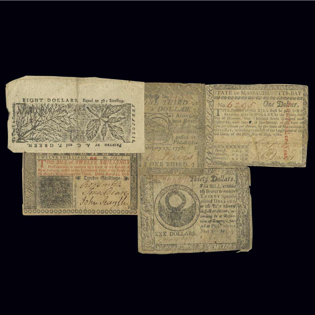Lot image - United States Continental and Colonial Note Group