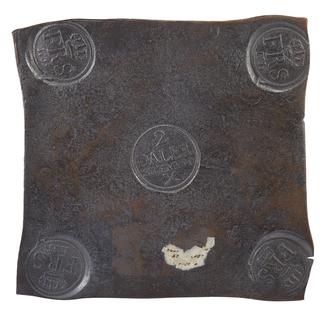 Lot image - Sweden Adolf Frederick Plate Money 2 Daler S.M. 1735 KM PM71