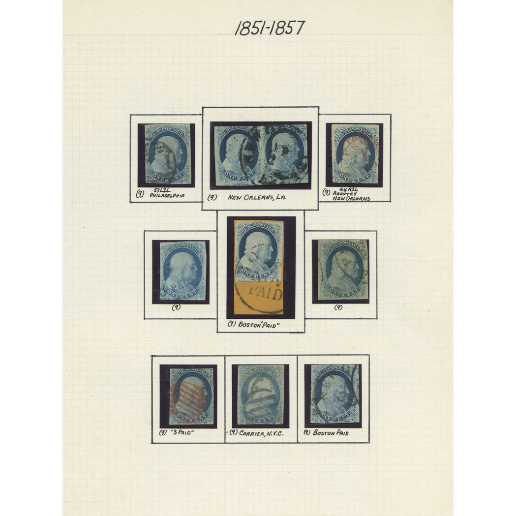 Lot image - United States 1851-57 Imperforate Issue 1 Cent to 12 Cent Denominations