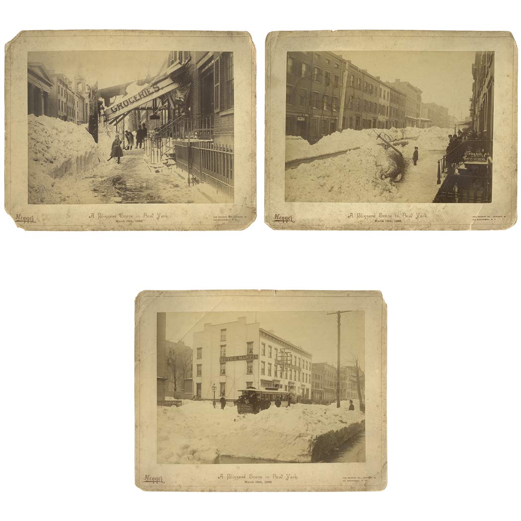 Lot image - New York City Blizzard of 1888 Photo Trio