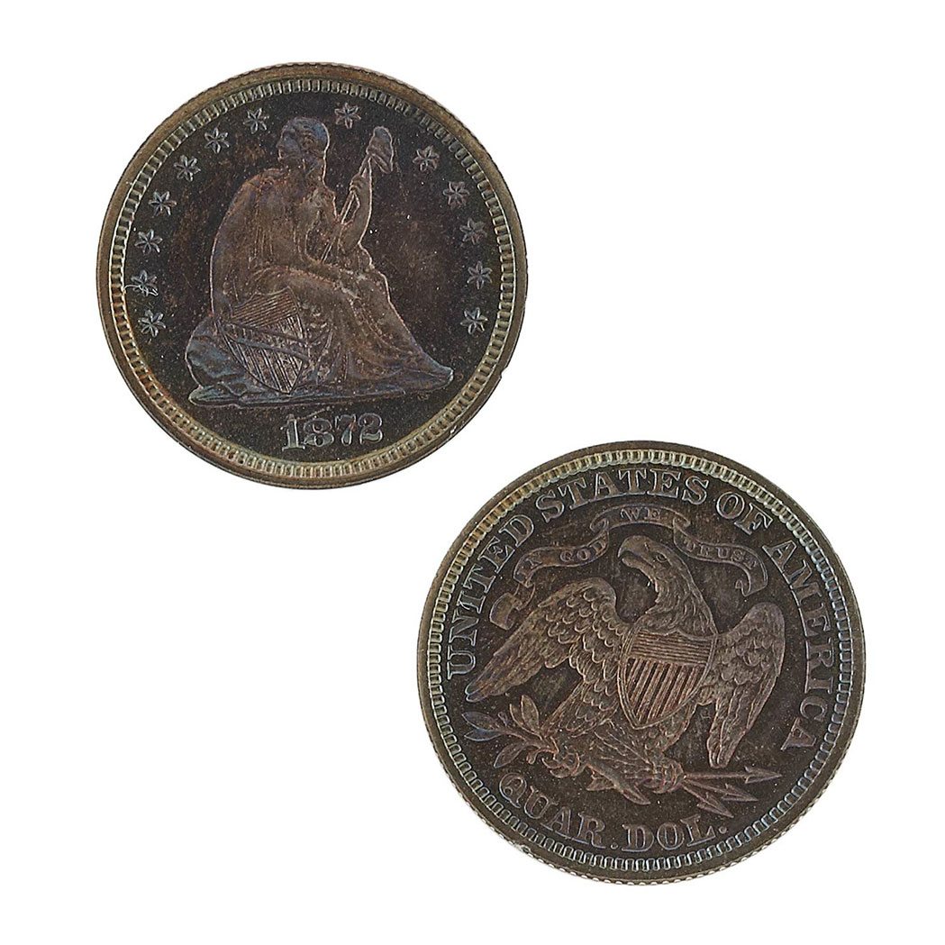 Lot image - United States 1872 Seated Liberty Quarter Proof NGC Proof 64