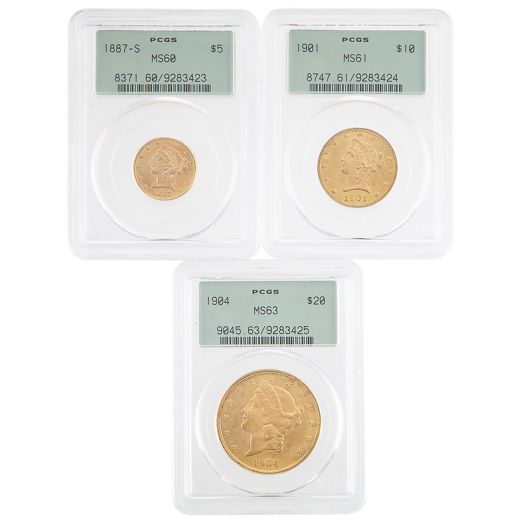 Lot image - United States Trio of Gold Coins