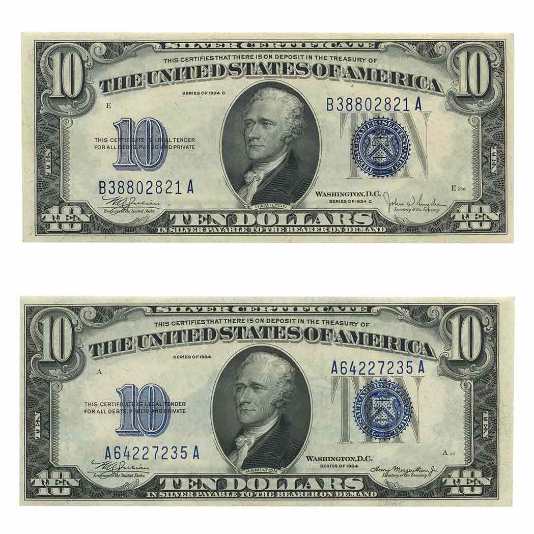 Lot image - United States Two $10 Silver Certificates