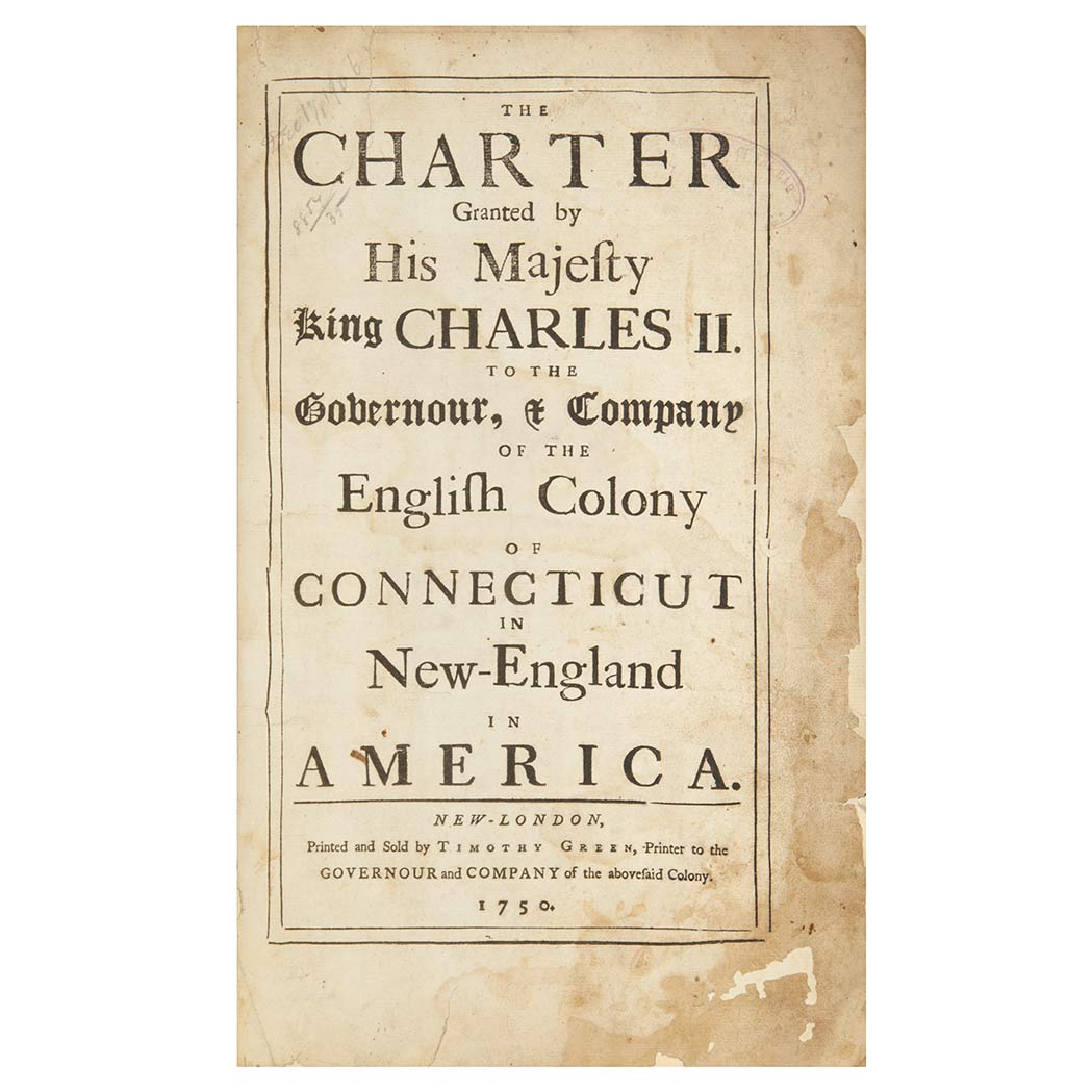Lot image - [CONNECTICUT]  The Charter Granted by His Majesty King Charles II to the Governour & Company of the English Colony of Connecticut in New-England in America