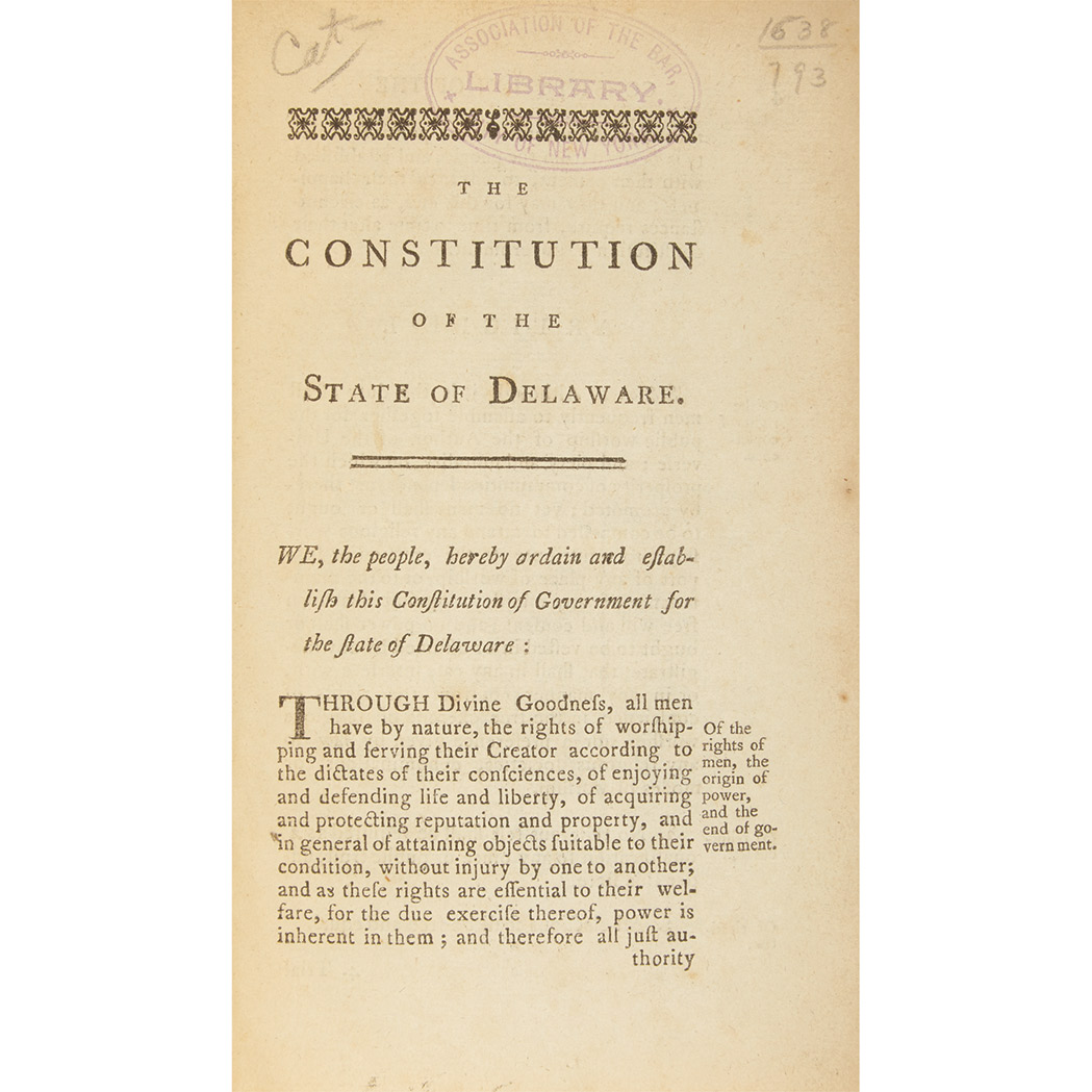 Lot image - [DELAWARE]  Group of late Colonial, Revolutionary and Federal era imprints