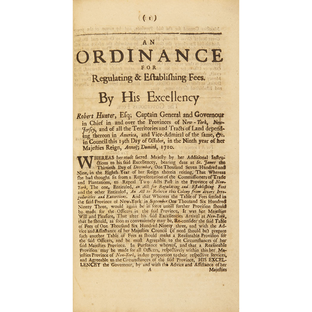 Lot image - [NEW YORK]  Bound group of acts printed by Bradford