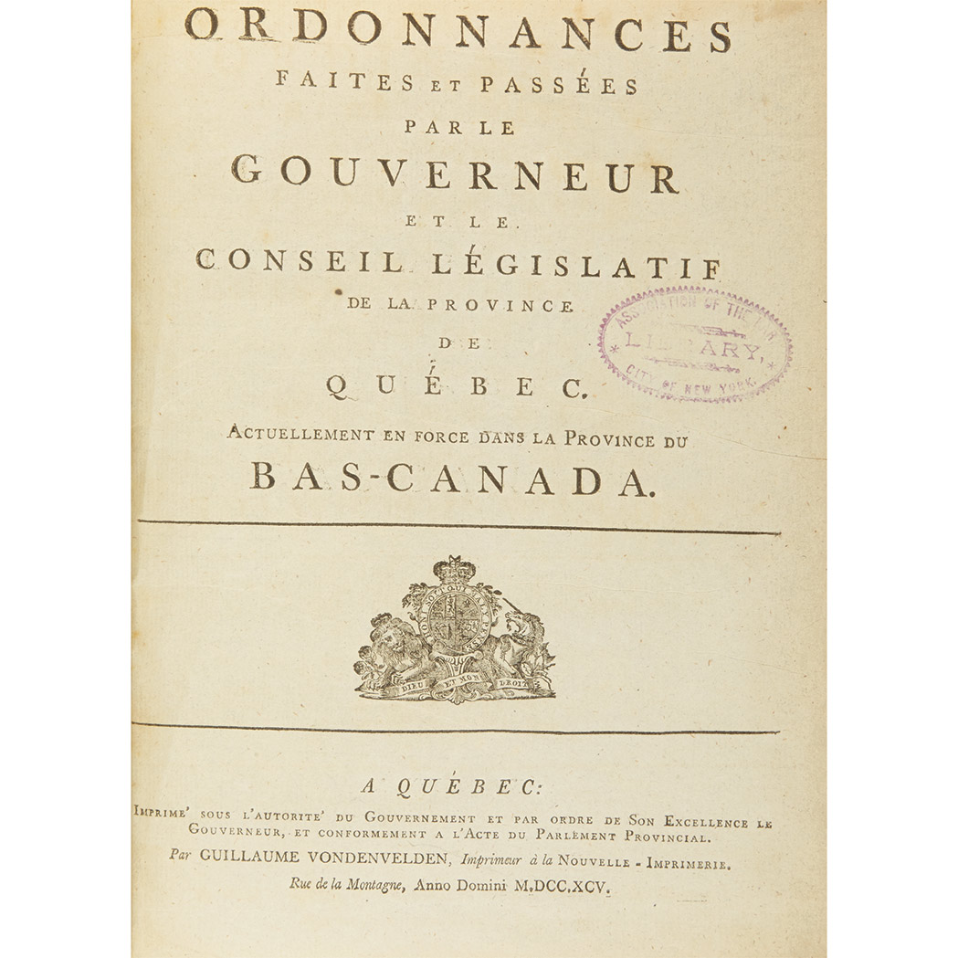 Lot image - [CANADA]  Sammelband of late 18th century Quebec imprints