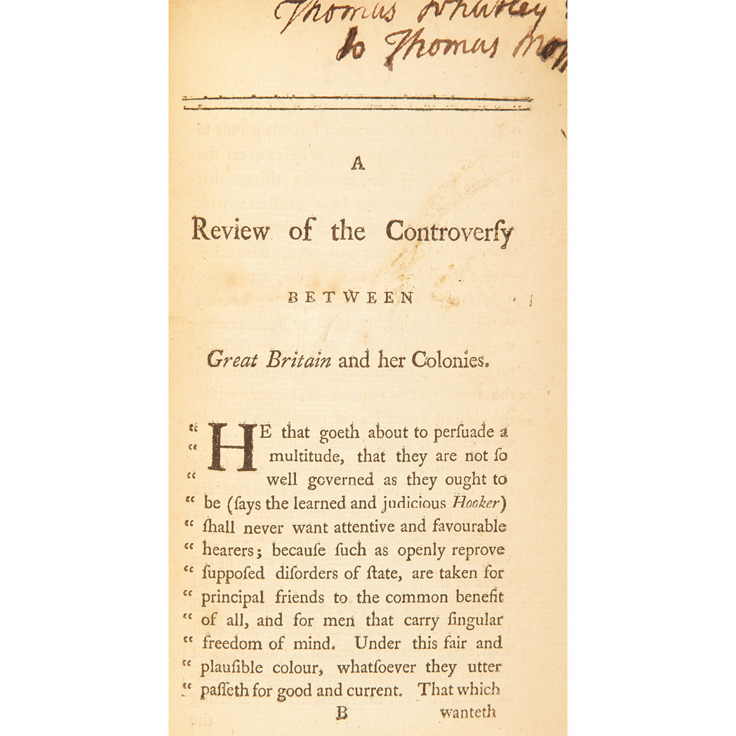 Lot image - [KNOX, WILLIAM]  The Controversy Between Great Britain and her Colonies Reviewed